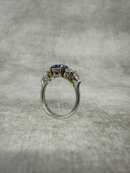 Vintage 925 Silver Lavender and White CZ Five Stone Ring