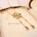 Victorian 15ct Aquamarine & Seed Pearl Necklace