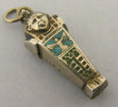 Antique Silver 1920s Egyptian Revival Sarcophagus Charm Opens to Mummy