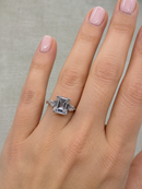 925 Silver 3 Carat Emerald Cut CZ Trilogy Ring
