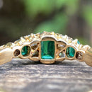 Art Deco 18ct Emerald and Old Cut Diamond Ring, 1946