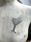 Vintage Butler & Wilson Crystal Cocktail Glass Brooch – Signed B&W – Original Box – Statement Designer Jewellery