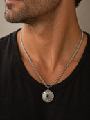 Unisex Sterling Silver Diopside Stone Pendant Necklace