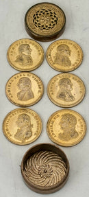 ‘Naval Victories’ 1794 - 1816, Early 19th Century Cased Set of Gilt Metal Medalets.