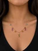9ct Gold Multi Gemstone Belcher Chain Necklace