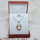 Vintage Silver & Pink Locket & Chain