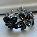 Butler and Wilson Vntage Black Grey Glass Flower Bracelet