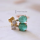 18ct Cabouchon Emerald & Diamond Earrings