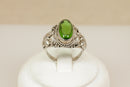 Silver & Green Crystal Ring