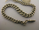 Heavy Antique Solid Sterling Silver Albert Pocket Watch Chain t-Bar & Coin Fob Bir 1901