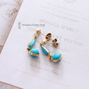 Vintage Gold & Turquoise Drop Earrings