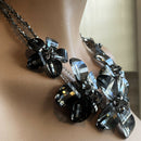 Butler and Wilson Black Grey and Silvery Faceted Glass Necklace