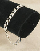 Silver Flat Curb Link Bracelet with Lobster Clasp
