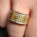 14ct yellow sapphire and diamond cluster ring
