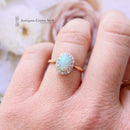 1970's 18ct & Platinum Opal & Diamond Cluster Ring