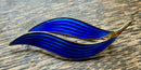 Modern Mid Century Sterling Silver Aksel Holmsen Electric Blue Enamel Leaf Brooch
