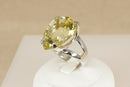 Huge Silver & Faceted Lemon Citrine Pear Statement Ring