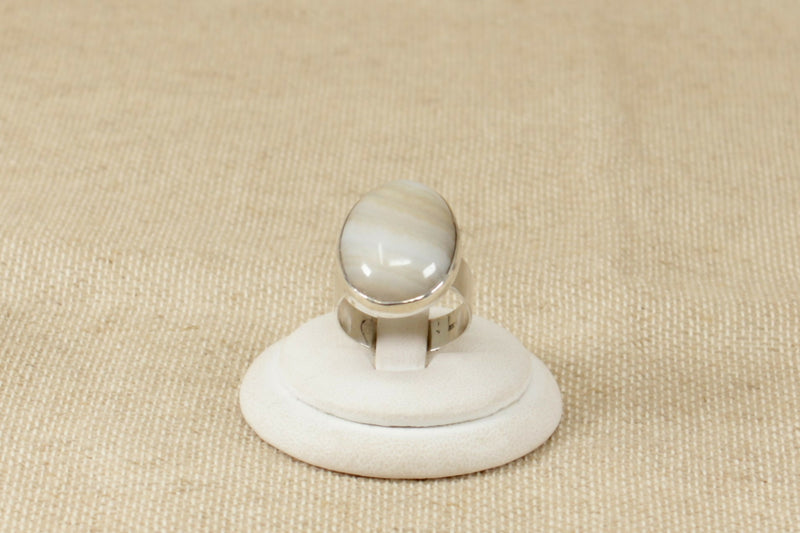 Silver & Banded Agate Statement Ring