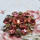 Vintage Pink Paste & Faux Diamond Brooch