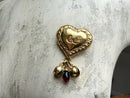 Vintage Christian Lacroix Heart, Charm & Cabochon Statement Brooch