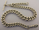 Heavy Antique Solid Sterling Silver Albert Pocket Watch Chain & T-Bar Bir 1906