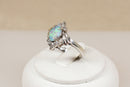 Pretty Sterling Silver Lab Created Opal & Crystal Ring