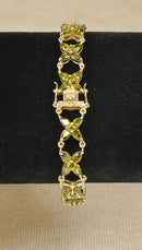 Exceptional Sterling Silver Gilt & Peridot-Coloured Crystal Floral Bracelet