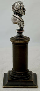 The Duke of Wellington, 19th Century Silver Plated Bust on a Brass Column.