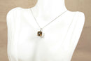 9ct White Gold Smoky Citrine & Diamond Pendant & Chain