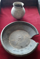 A Romano British Greyware , Poppy Headed Beaker and offering Dish.
