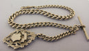 Victorian Antique Solid Sterling Silver Albert Pocket Watch Chain t-Bar & Fob Bir 1899