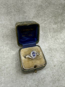 Vintage 925 Silver Natural Tanzanite and White Topaz Crossover Cluster Ring