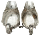 George III Pair of Old Sheffield Plate Crested Sauce Boats, circa 1780 - 1810.