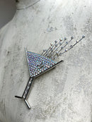Vintage Butler & Wilson Crystal Cocktail Glass Brooch – Signed B&W – Original Box – Statement Designer Jewellery