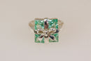 Charming Sterling Silver Green Quartz Gift Box & Bow Ring