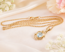 9ct Gold Aquamarine Ornate Pendant & 9ct Gold Chain