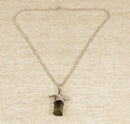Vintage Silver & Tourmaline Designer Dolphin Pendant & Chain