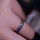 18ct White Gold Rainbow Gradient Veri-hue Sapphire Full Eternity Ring Size L