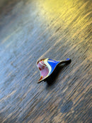 Modern Mid Century Norwegian Sterling Silver David Anderson Pepsi Cola Enamel Brooch