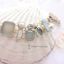 Silver Pearl, Blue Topaz, Aquamarine & Quartz Bracelet