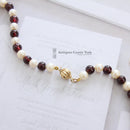 9ct Cultured Pearl & Garnet Necklace