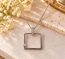 Sterling Silver Geometric Square Pendant Necklace – 16 Inches