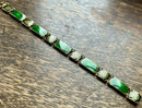 Modern Mid Century David Anderson Sterling Silver Gilt Green Emerald Enamel Ornate Panel Bracelet