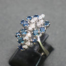 14ct white gold sapphire and diamond cluster ring