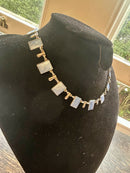 Modern Mid Century Denmark Volmer Bahner Sterling Silver Gilt Sea Spray Blue Enamel Choker Necklace