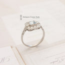 Platinum Aquamarine & 0.65ct Diamond Art Deco Style Cluster Ring