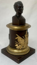 General Maximilien Sébastien Foy, Bronze Bust Inkwell with Gilded Triumphal Regalia & Caduceus of Hermes.