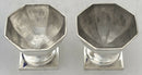 George V Cased Pair of Octagonal Silver Salts & Spoons. Birmingham 1918, S W Smith & Co. 3.6 troy ounces.