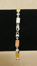 Silver Tri Colour Necklace & Bracelet Set