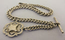 Heavy Antique Solid Sterling Silver Albert Pocket Watch Chain & Fob Bir 1901